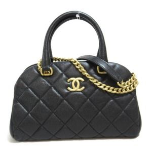 CHANEL Bowling Bag Shoulder Bag Caviar Skin Black